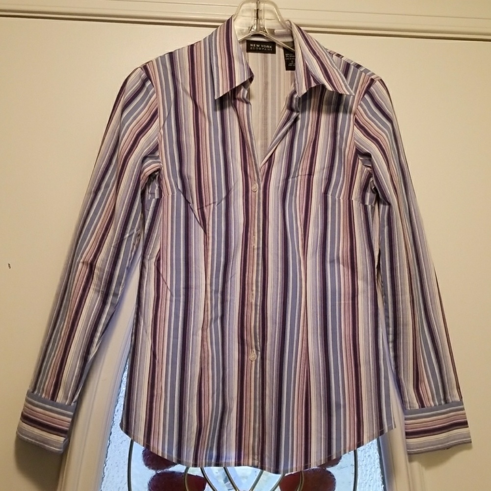 Purple/blue/white long sleeve button down